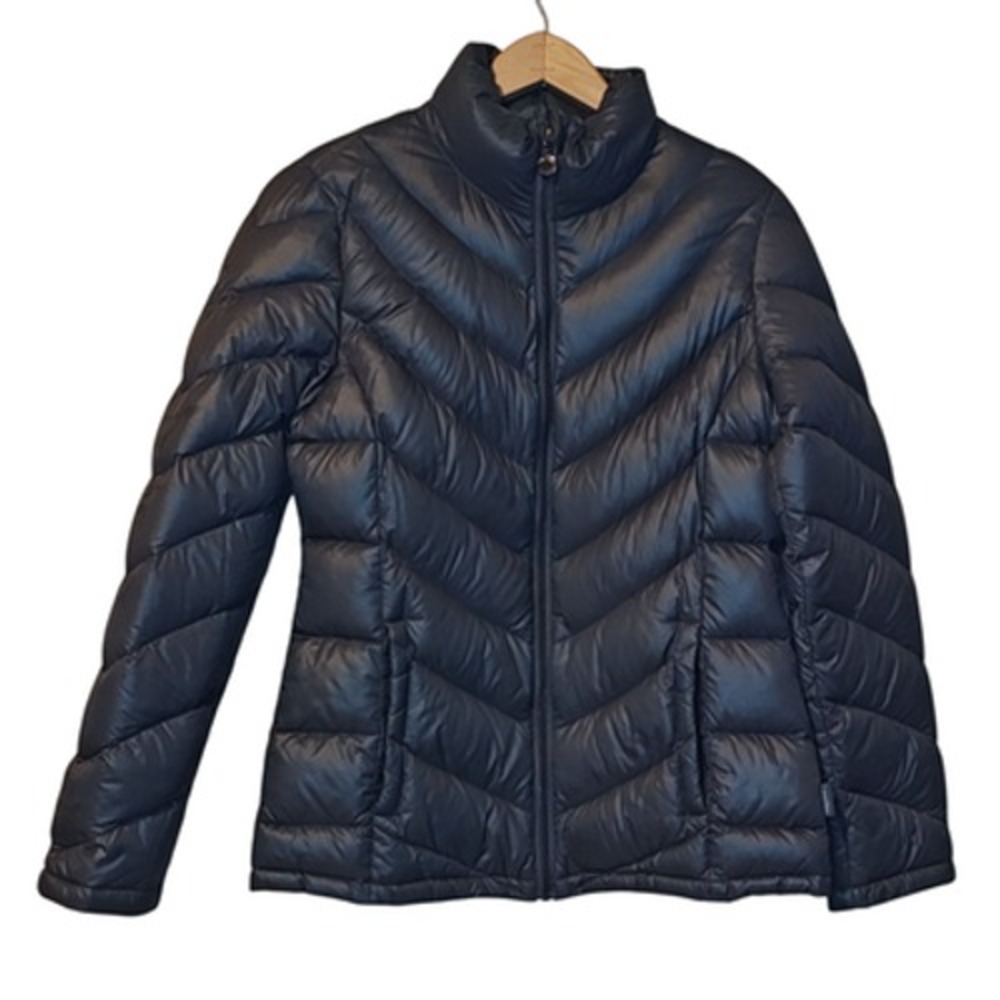 Calvin Klein Jacket Womens S Dark Gray Packable Lightweight Down Puffer Full Zip